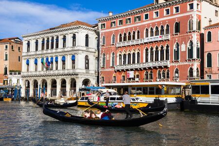 Tourists enjoying the gondolas on the Grand Canal, Venice, Italyのeditorial素材