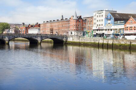 View of the St Patrick's Bridge and the River Lee, Cork, Irelamdのeditorial素材