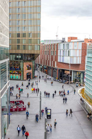 Liverpool, England - 3 April, 2017: People walking in the Liverpool One shopping centre. The place is the largest open air shopping centre in the United Kingdom and the 5th largest overall.のeditorial素材