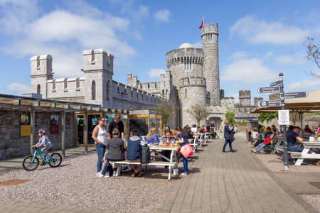 Cork, Ireland - 06 May, 2018: People enjoying the restaurant in the Blackrock Castle. The...