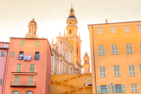 The old town of Menton, French Rivieraの写真素材