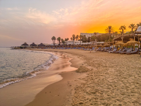 Landscape in a beach in Hammamet, Tunisiaのeditorial素材
