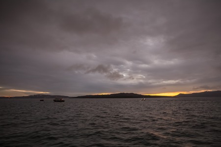Sunset on Nea Kameni islandの写真素材