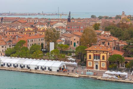 Aerial view of the arrival area of the Venice marathonのeditorial素材