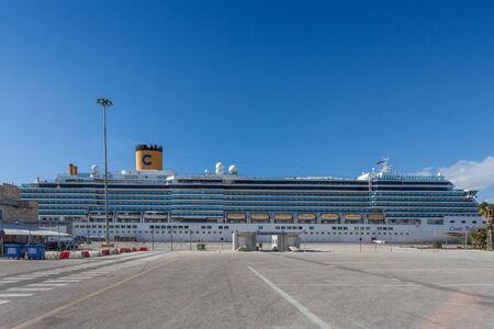Cruise ship docked at the port of Athensのeditorial素材
