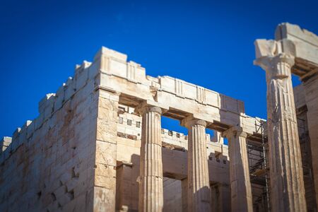 Detail of the Propylaea in the Acropolis of Athensの写真素材