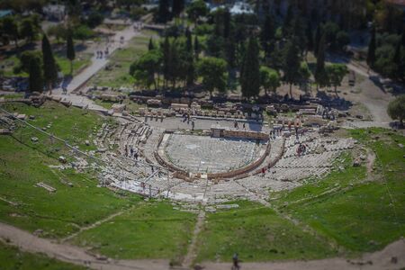 Tilt shift effect of the Theater of Dionisio from Acropolis, Athensの写真素材