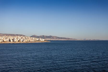 Panorama of the city of Athens seen from the seaの写真素材