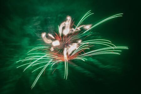 Beautiful color games of green and red fireworks