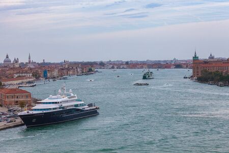 Aerial view of Giudecca Channel, Veniceの写真素材