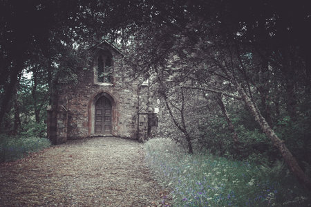MacGregor Murray Mausoleum with vintage colors effect, Balquhidder, Scotland. Concept: mysterious and magical places in Scotland, historical places in Scotland, Scottish religiosityの写真素材