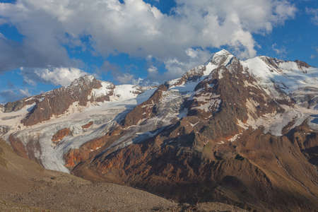 Panorama of the glaciers at the foots of the Palla Bianca peakの写真素材
