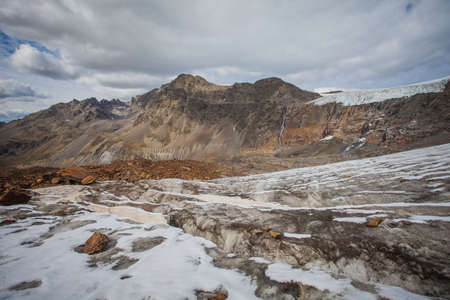 Panorama of Punta del Lago Bianco and Gepatschferner seracs, Alto Adige, Italyの写真素材