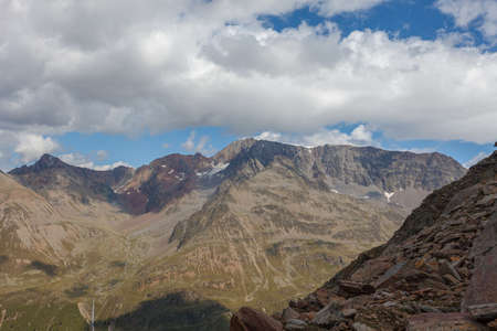 Awesome alpine highlands countryside. Punta del Lago Bianco massif, Alto Adigeの写真素材