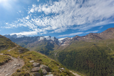 Panorama on the glaciers of the Palla Bianca massifの写真素材