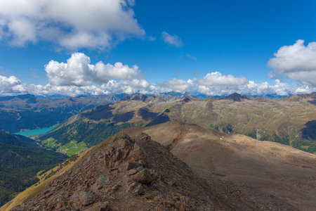Summer boundless alpine panorama between Italy Switzerland and Austriaの写真素材