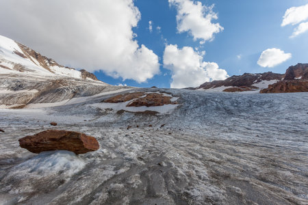 Summer view of Barba dOrso glacier surface, Alto Adige, Italyの写真素材