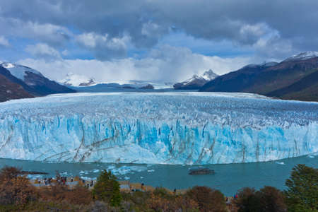 Blue Glacier view from touristic balcony, Patagonia, Argentina, South Americaのeditorial素材
