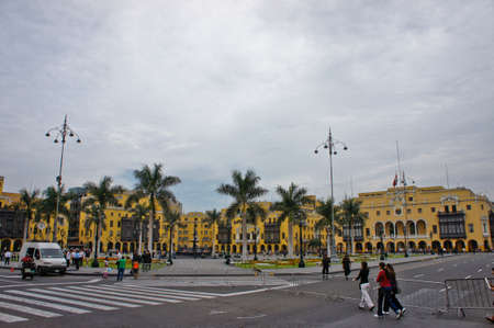 Lima, Old city street view, Peru, South Americaのeditorial素材