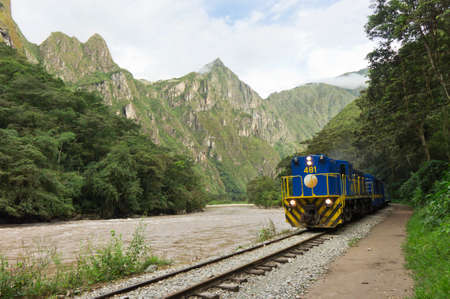 Aguas Calientes, Railway by the Urubamba River, Machu Picchu, Peru, South Americaのeditorial素材