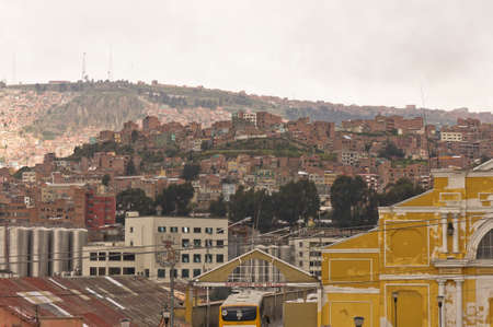La Paz, View of brick houses hills, Bolivia, South Americaのeditorial素材