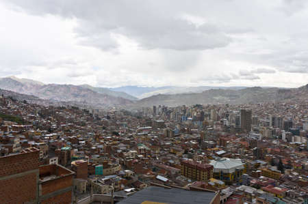 La Paz, View of brick houses hills, Bolivia, South Americaのeditorial素材