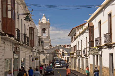 Sucre, Old city street view, Bolivia, South Americaのeditorial素材