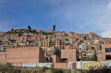 La Paz, View of brick houses hills, Bolivia, South Americaのeditorial素材