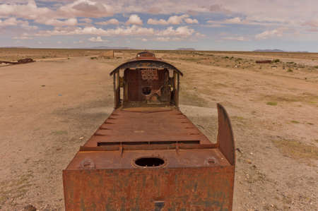 Train cemetery, abandoned trains, Salar de Uyuni, Bolivia, South Americaのeditorial素材