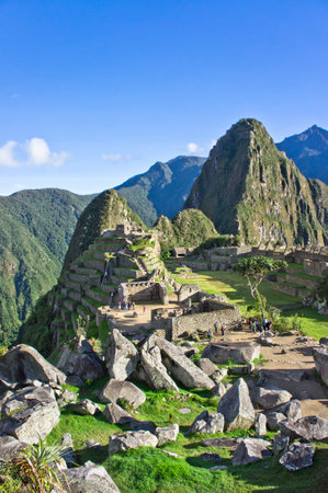 Machu Picchu on a sunny day, Peru, South Americaのeditorial素材