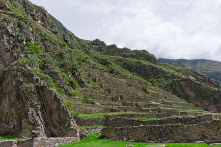Sacred Valley, Ollantaytambo Ancient city view, Peru, South Americaのeditorial素材