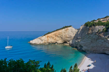 Lefkada Island, Porto Katsiki Beach view, Greeceのeditorial素材