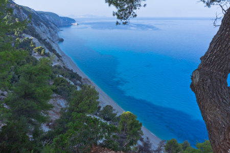 Lefkada Island, Egremni Beach view, Greeceのeditorial素材