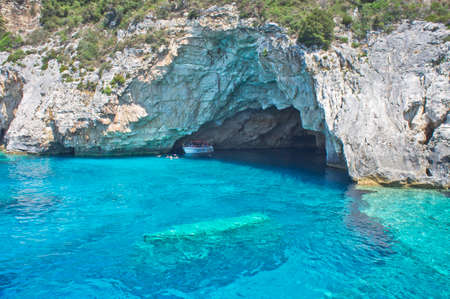 Paxos Island, Sea cave view from a tourist boat, Greece, Europeのeditorial素材