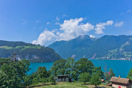 Lucerne lake, Natural landscape in Alps, Switzerland, Europeのeditorial素材