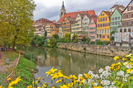 TÃ¼bingen, Old city view by the river, Germanyのeditorial素材