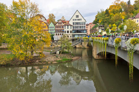 TÃ¼bingen, Old city view by the river, Germanyのeditorial素材