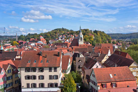 TÃ¼bingen, Old city view from the hill, Germanyのeditorial素材