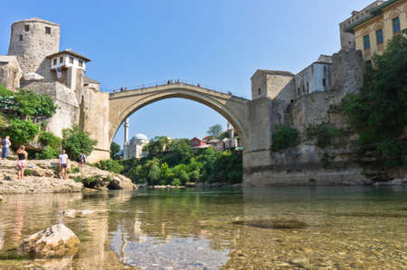 Mostar, Old city street view, Bosnia-Herzegovina, Balkans, Europeのeditorial素材
