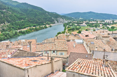 Sisteron in Provence, Old city view, France, Europeのeditorial素材