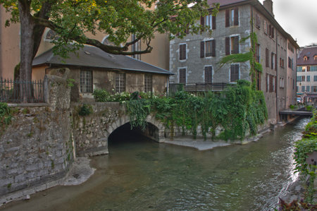 Annecy in Alps, Old city canal view, France, Europeのeditorial素材