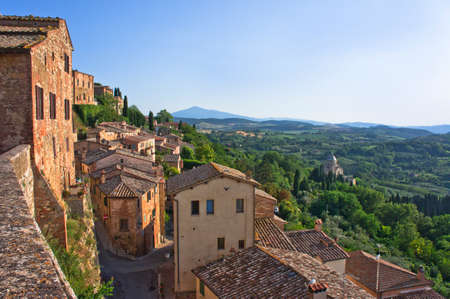 Montepulciano in Tuscany, Old city panoramic view, Tuscany countryside landscape, Italy, Europeのeditorial素材