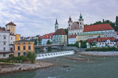 Steyr, Old city view by the river, Austria, Europeのeditorial素材