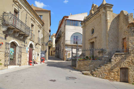 A narrow street among the old houses of Acerenza, a medieval village in the Basilicata region.