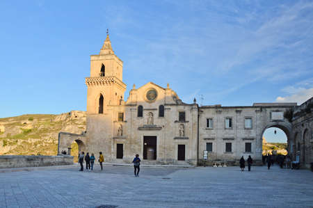 Facade of a church in Matera, a city of Basilicata region, Italy.のeditorial素材