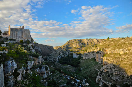 Panoramic view of Matera, an ancient city of the Basilicata region, Italy.の写真素材