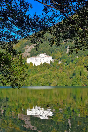 View of the Monticchio lake in the Basilicata region, Italy.の写真素材