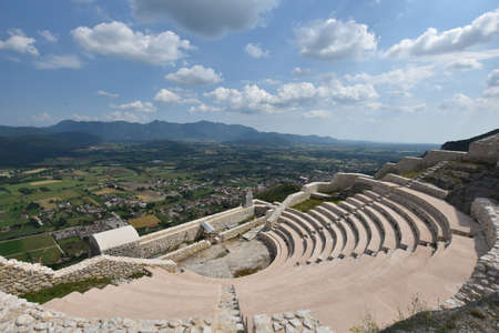 An ancient Roman theater in the mountains of the province of Caserta, Italy.の写真素材