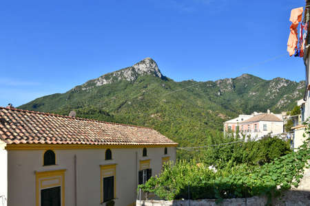 Panoramic view of the town of Arboli, a village on the Amalfi coast.の写真素材