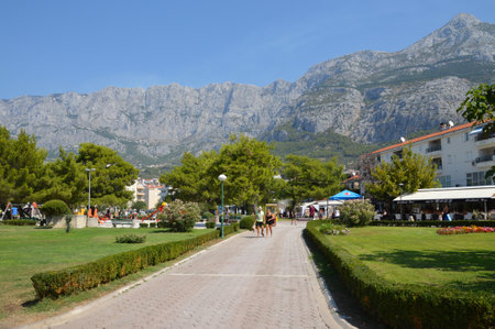 A street in Makarska, a tourist town on the Croatian coast.のeditorial素材